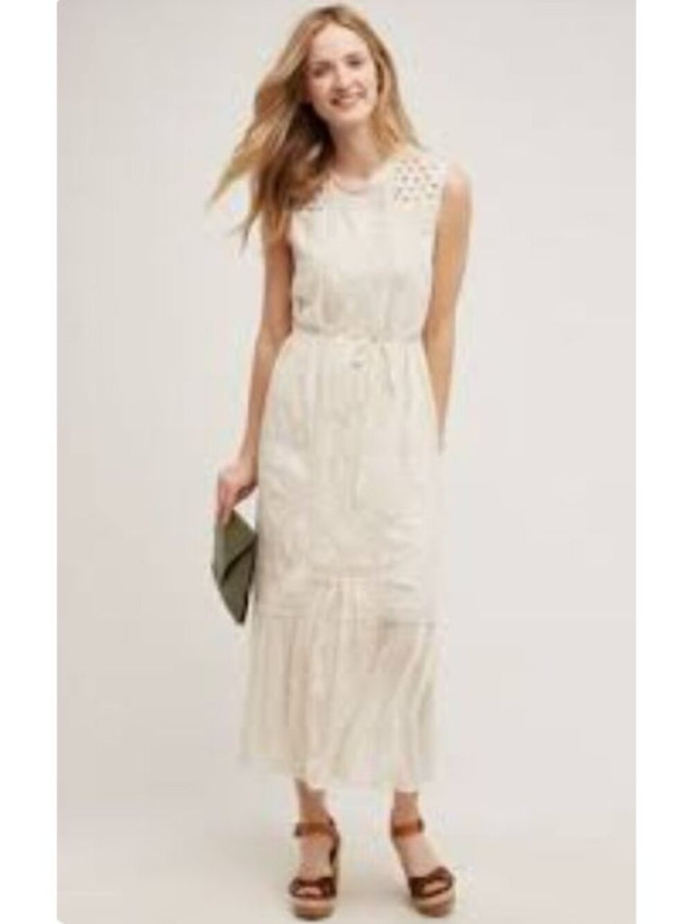 Anthropologie Tiny Marguerite Ivory Lace Midi Dress Women's XS Lined